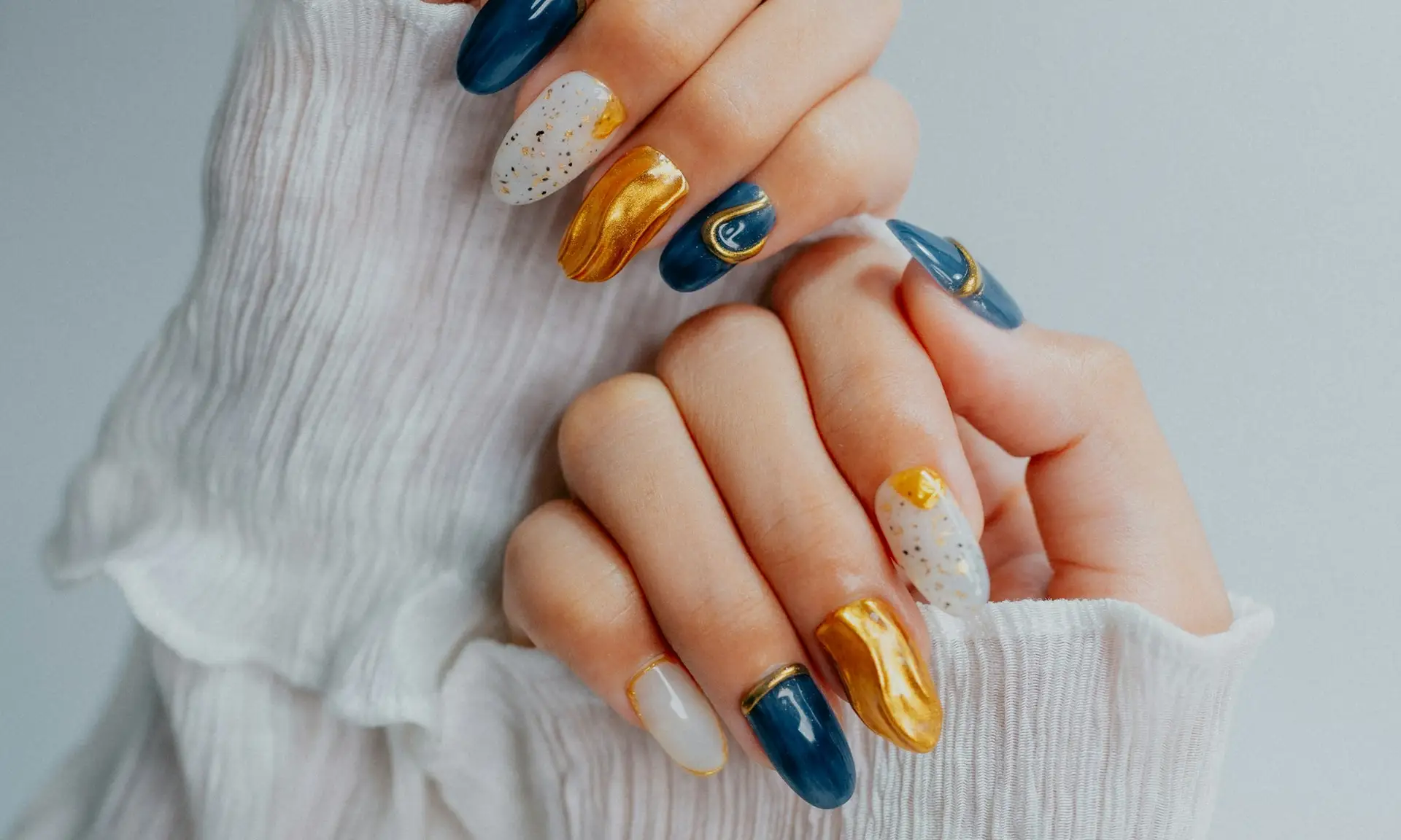 Navy and gold nail art manicure Beauty by Ana St Albans
